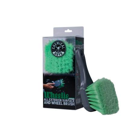Tire/Wheel Brush- Heavy Cleaning with Gentle Feathered Bristles Short Handle